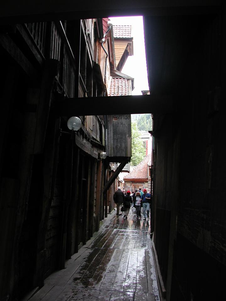 KPLU Viking Jazz: Entry into courtyard at rear of Bryggen buildings