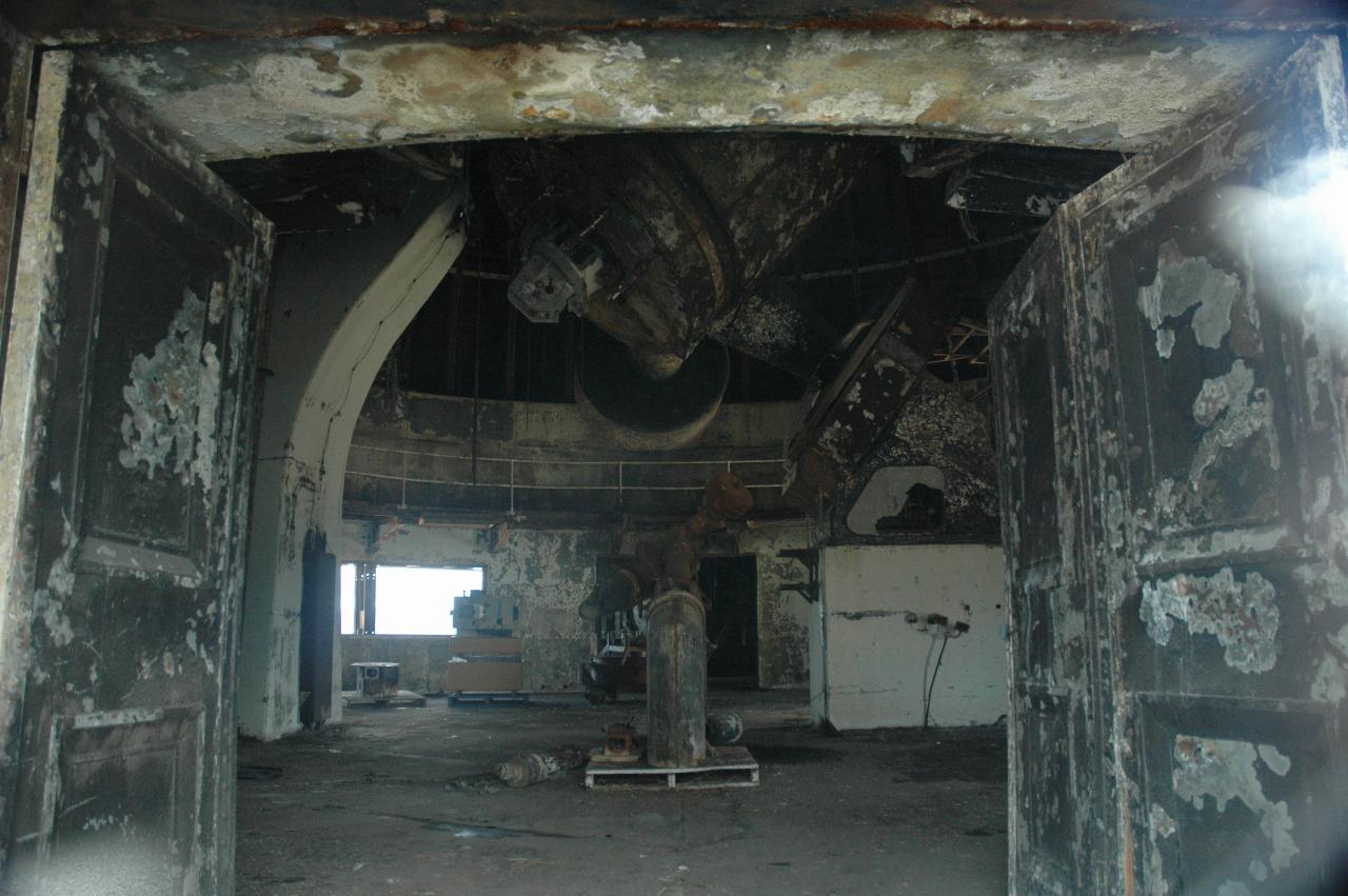 Burnt out inside of telescope building