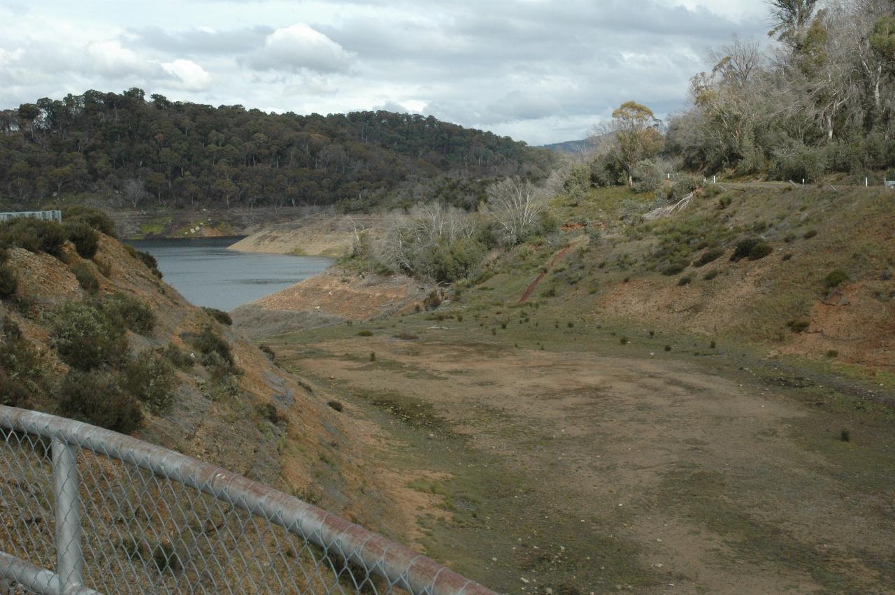 Dried out earthen spillway